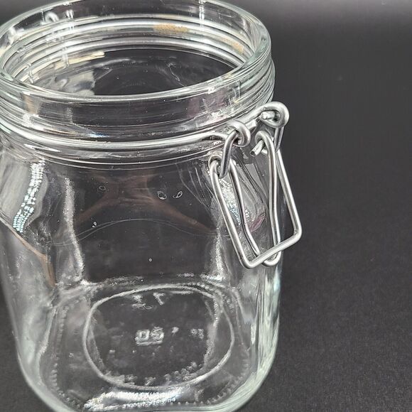 Fido Bormioli Rocco Wire Hinged Clear Glass 1L Jar Made in Italy - Picture 5 of 6
